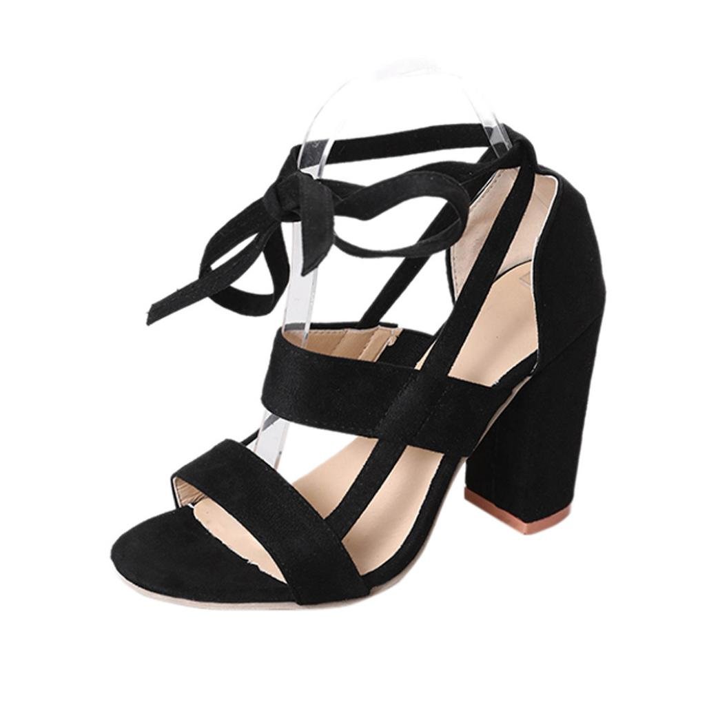 MM&I Sandals For Women Suede Cross Bandages Thick With Ankle High Heels Elegant Evening Party Dress Casual Shoes