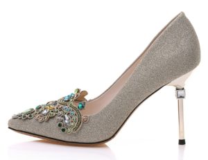 MOLECOLE Women's Dress Pumps Rhinestone Pointed Toe Slip On Elegant Wedding Evening Party Heels