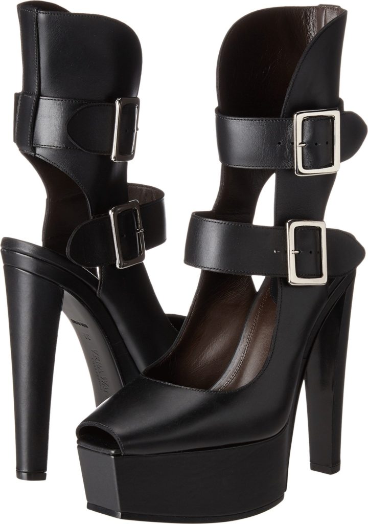 Vera Wang Womens Stacked High Heel With Double Ankle Straps