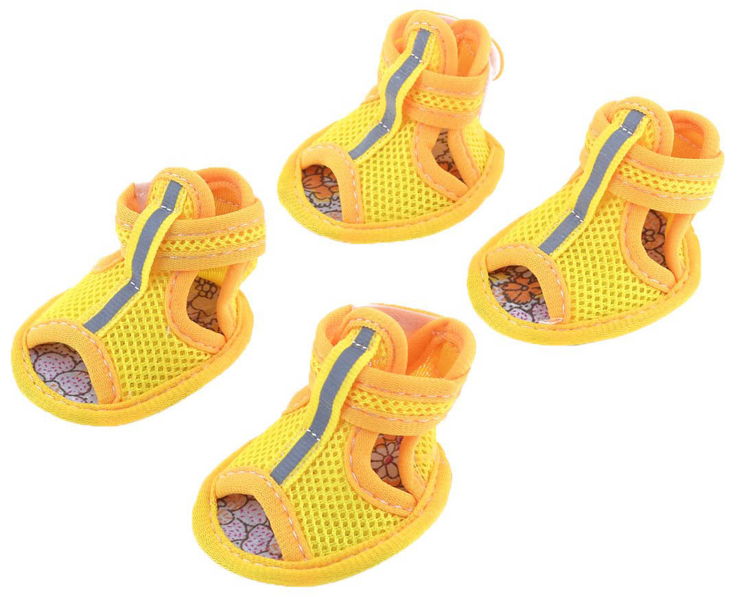 Como 2 Pairs Rubber Sole Yellow Mesh Sandals Yorkie Chihuaha Dog Shoes Size XS
